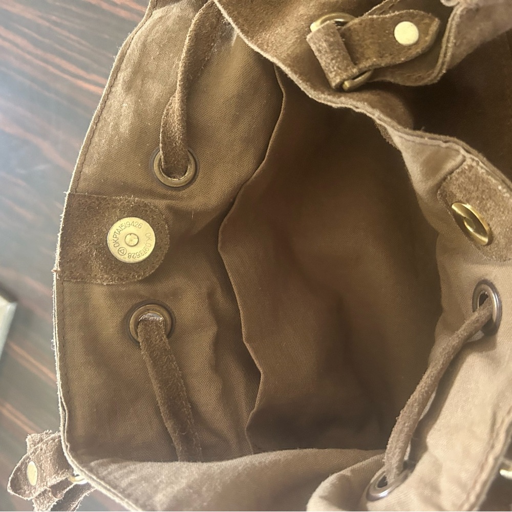 Suede Slouchy Drawstring Bag - Picture 6 of 7